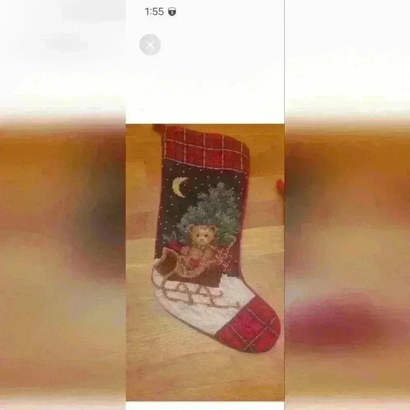 1 Teddy bear needlepoint/ handhooked stocking - Picture 1 of 1